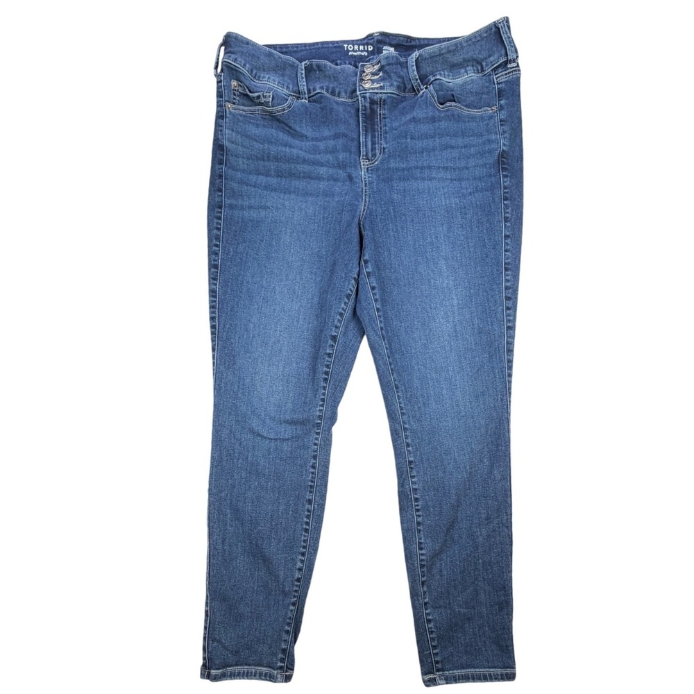 Torrid Jegging Super Soft Medium Wash Triple‎ Button Skinny Jeans Blue 22R